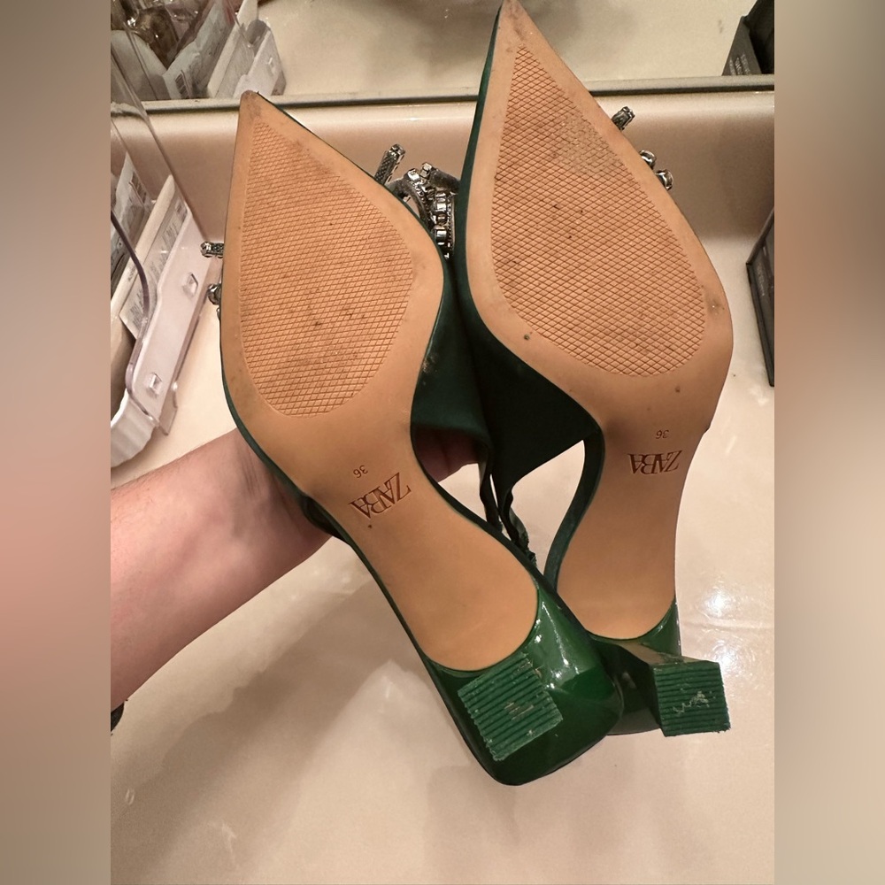 SOLD. DO NOT BUY Blogger fav 2 Zara pointed toe rhinestone embellished heels. - Picture 12 of 13